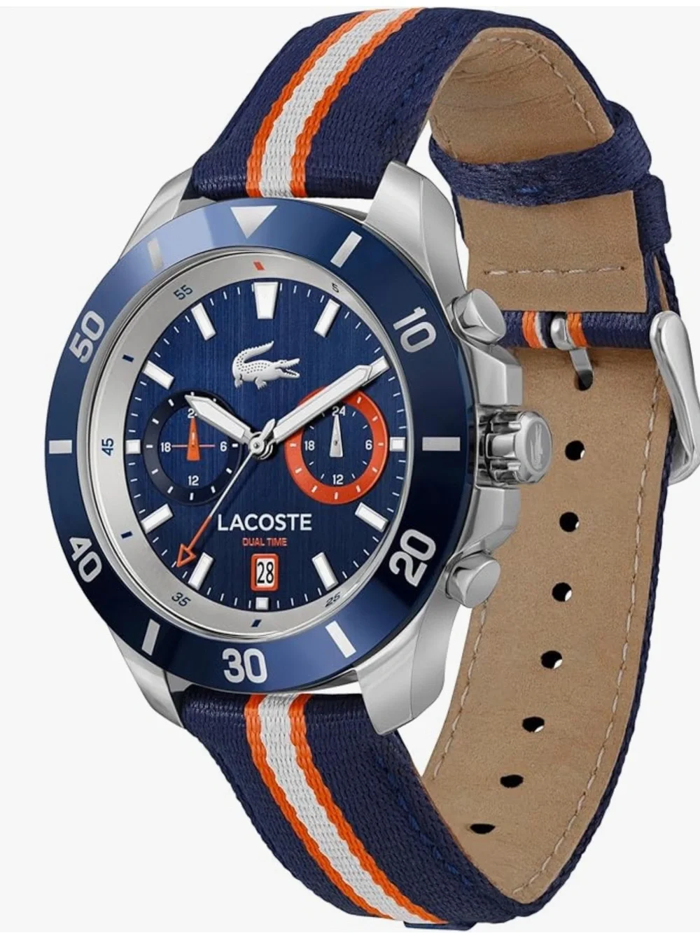 New Uniq Lacoste Blue and Orange Sport Chronograph Watch